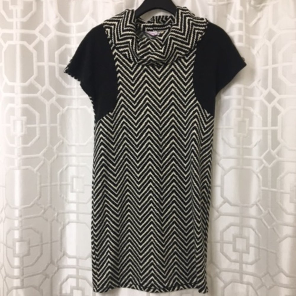 PURPLE JAM Black White Chevron Dress Tunic S/M NWT